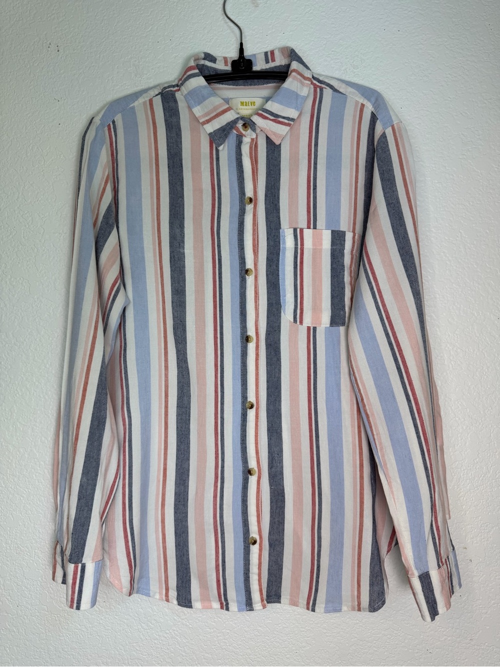Anthropologie/Maeve Chatham Striped Button-Down Multicolored Shirt,‎ Size M